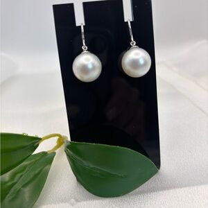 South Sea Pearl Drop Earrings AAA+ White 14k gold